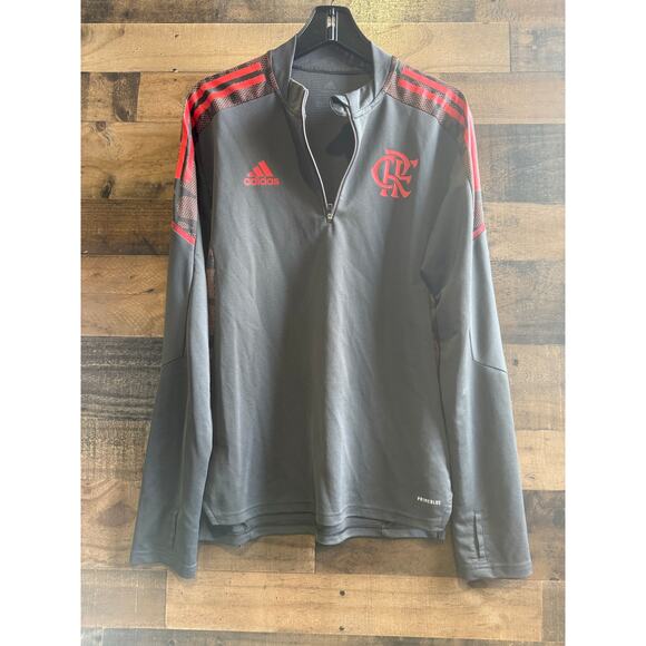 Adidas Flamengo “Lead” Training Sweatshirt – Grey/Orange- Men’s Medium - Picture 2 of 8